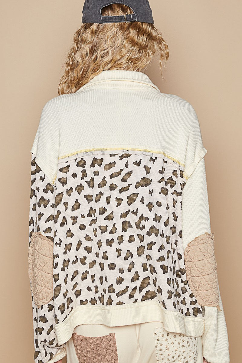 POL Leopard Exposed Seam Button