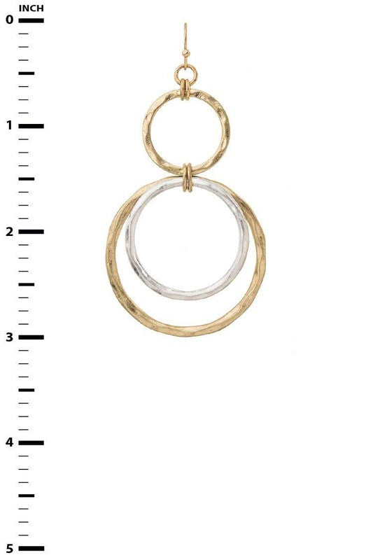 Mix Tone Ring Drop Earrings