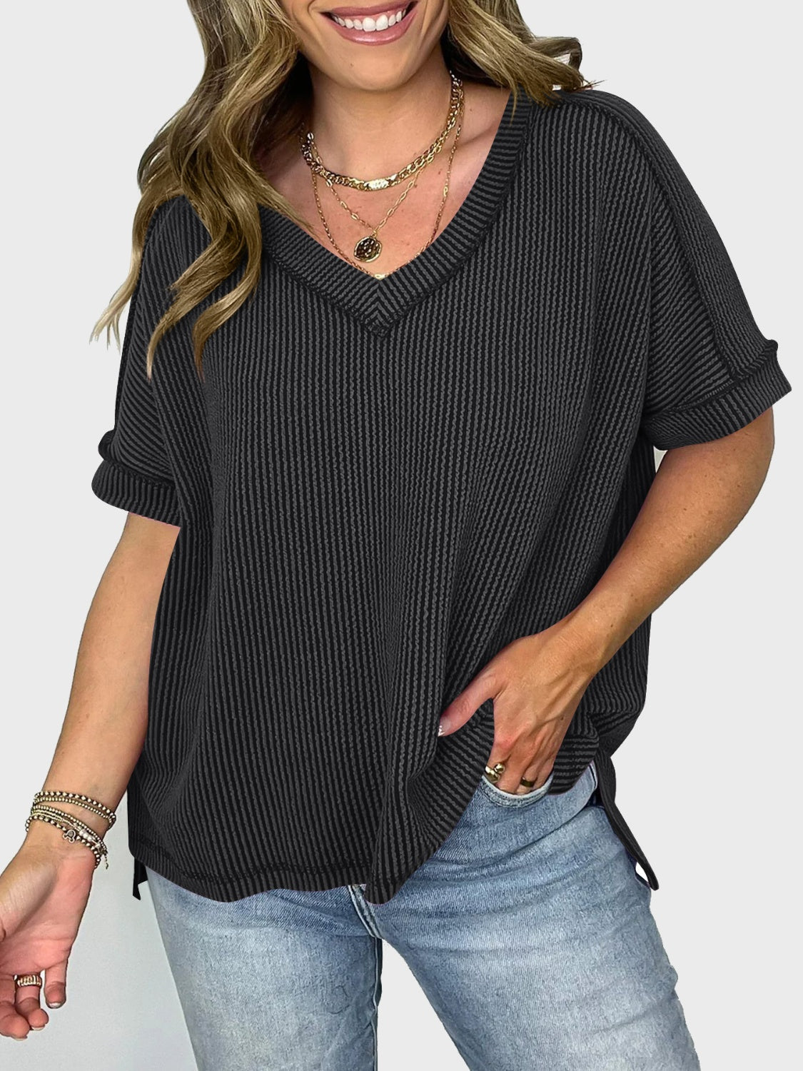 V-Neck Half Sleeve T-Shirt