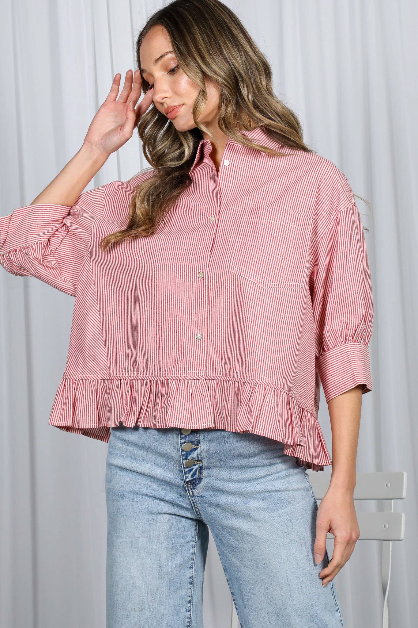 Salt Wharf Striped Button Top