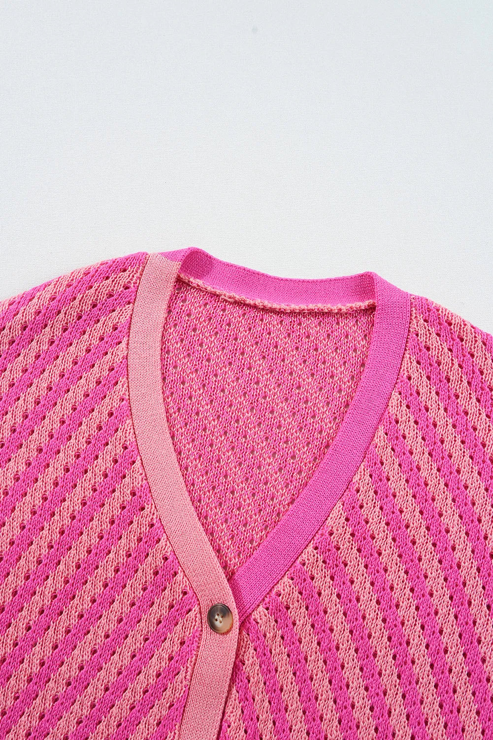 Striped V-Neck Button