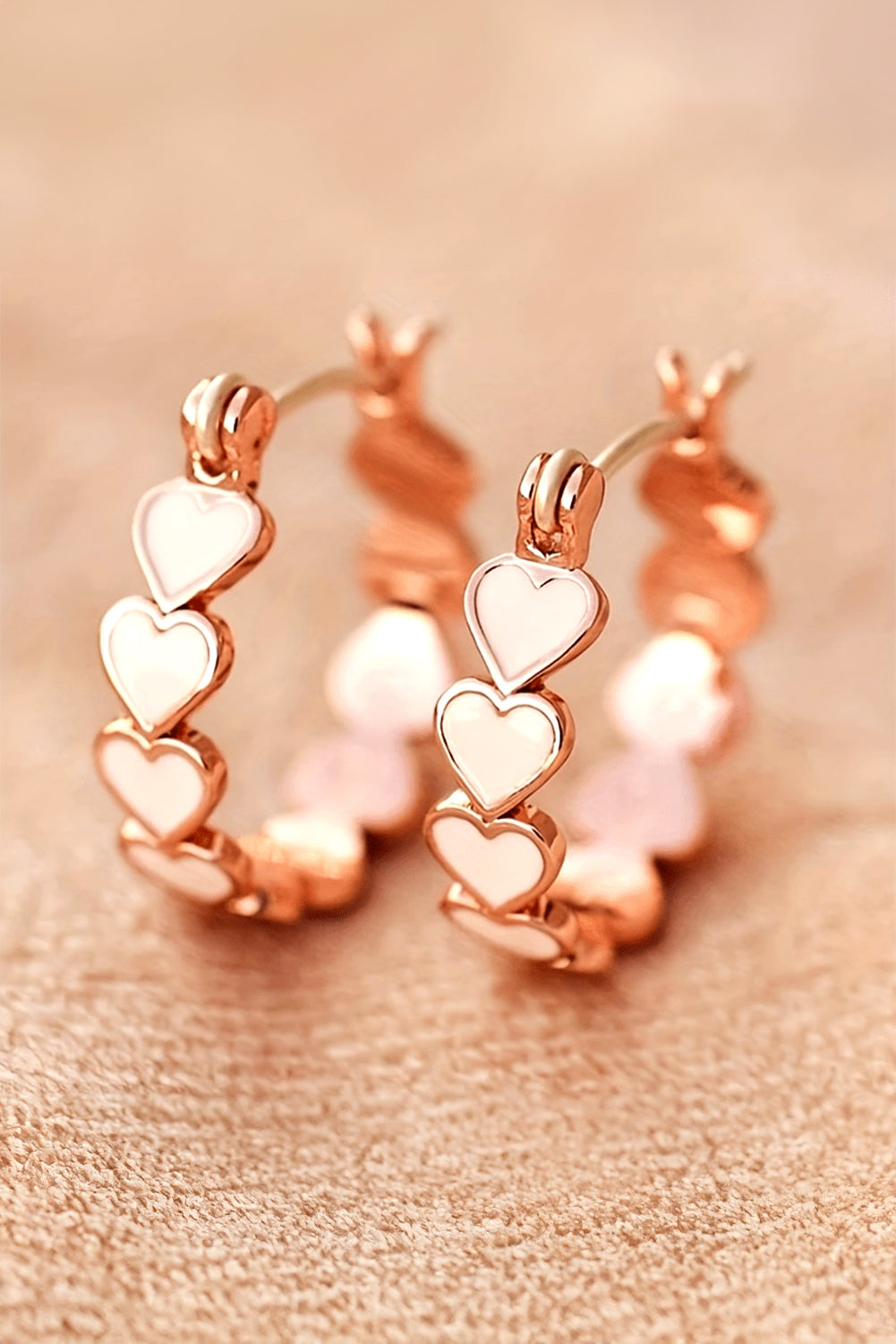 White Valentine Heart Hoop Earrings