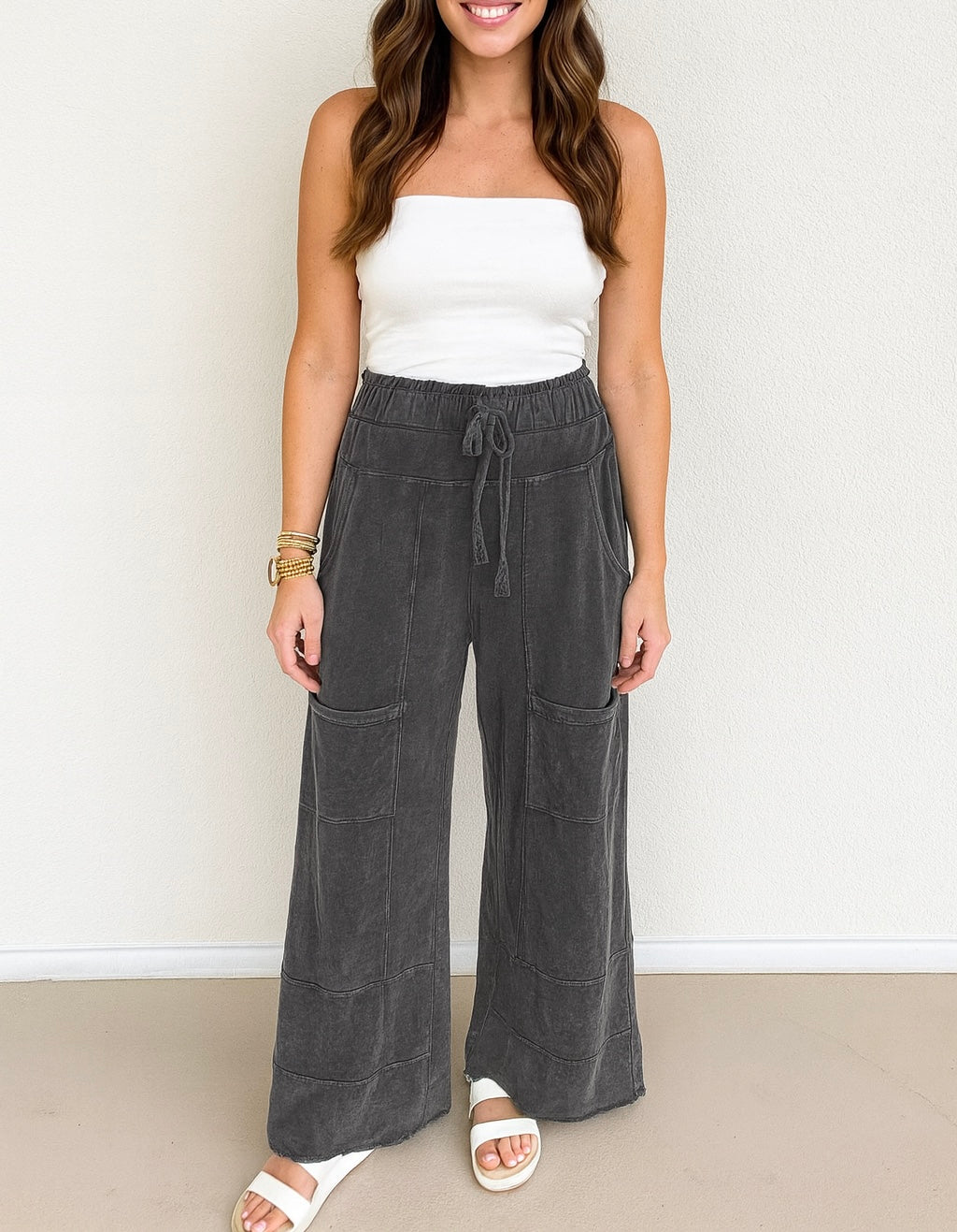 Mineral Wash Raw Hem Pants *MULTIPLE COLORS* RTS