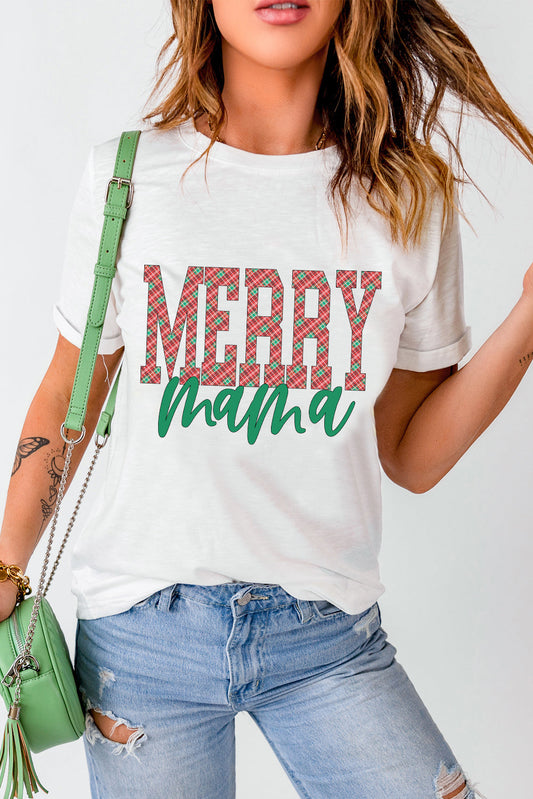 White MERRY mama Christmas Fashion Graphic