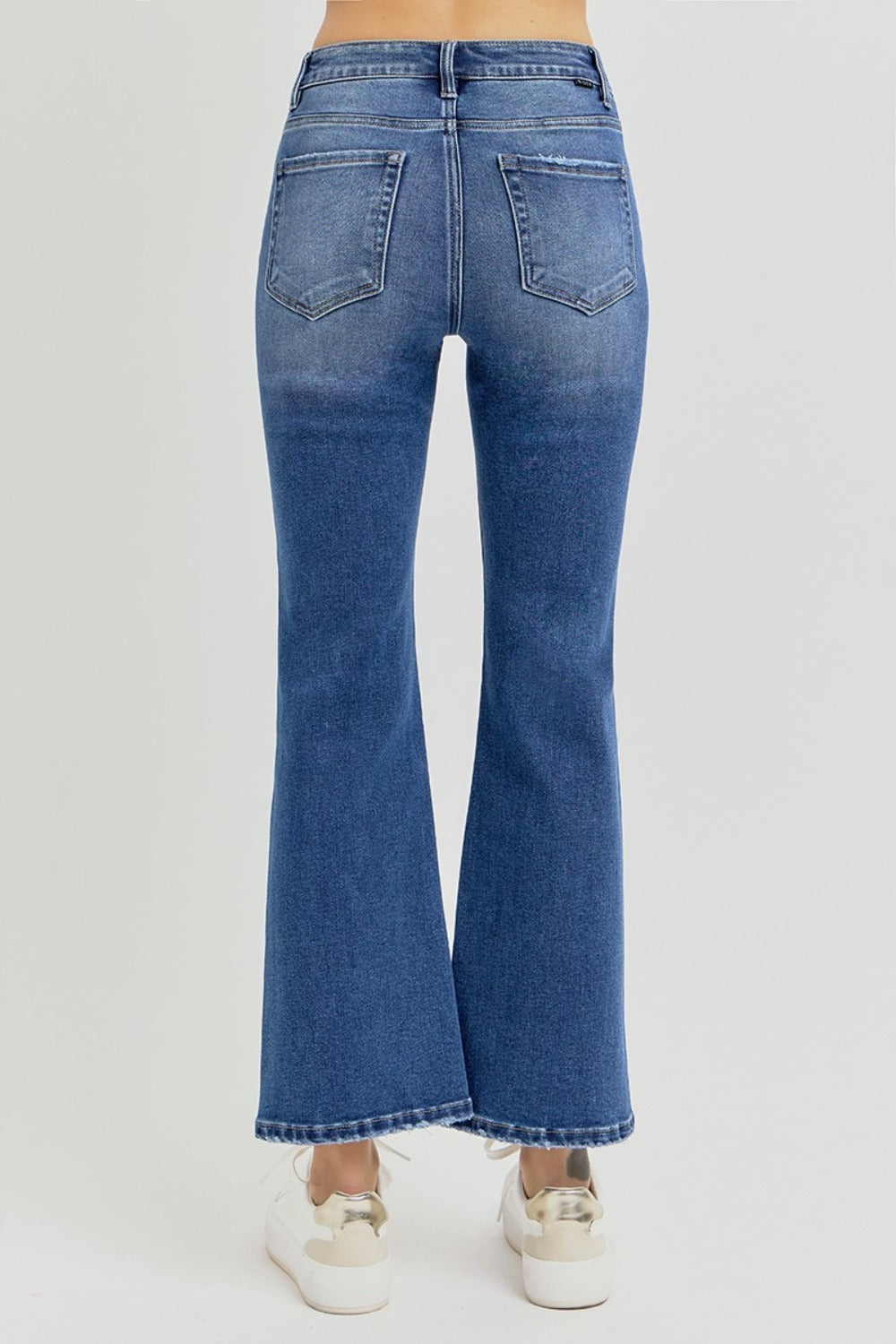 RISEN Full Size Distressed High Rise Crop Flare Jeans