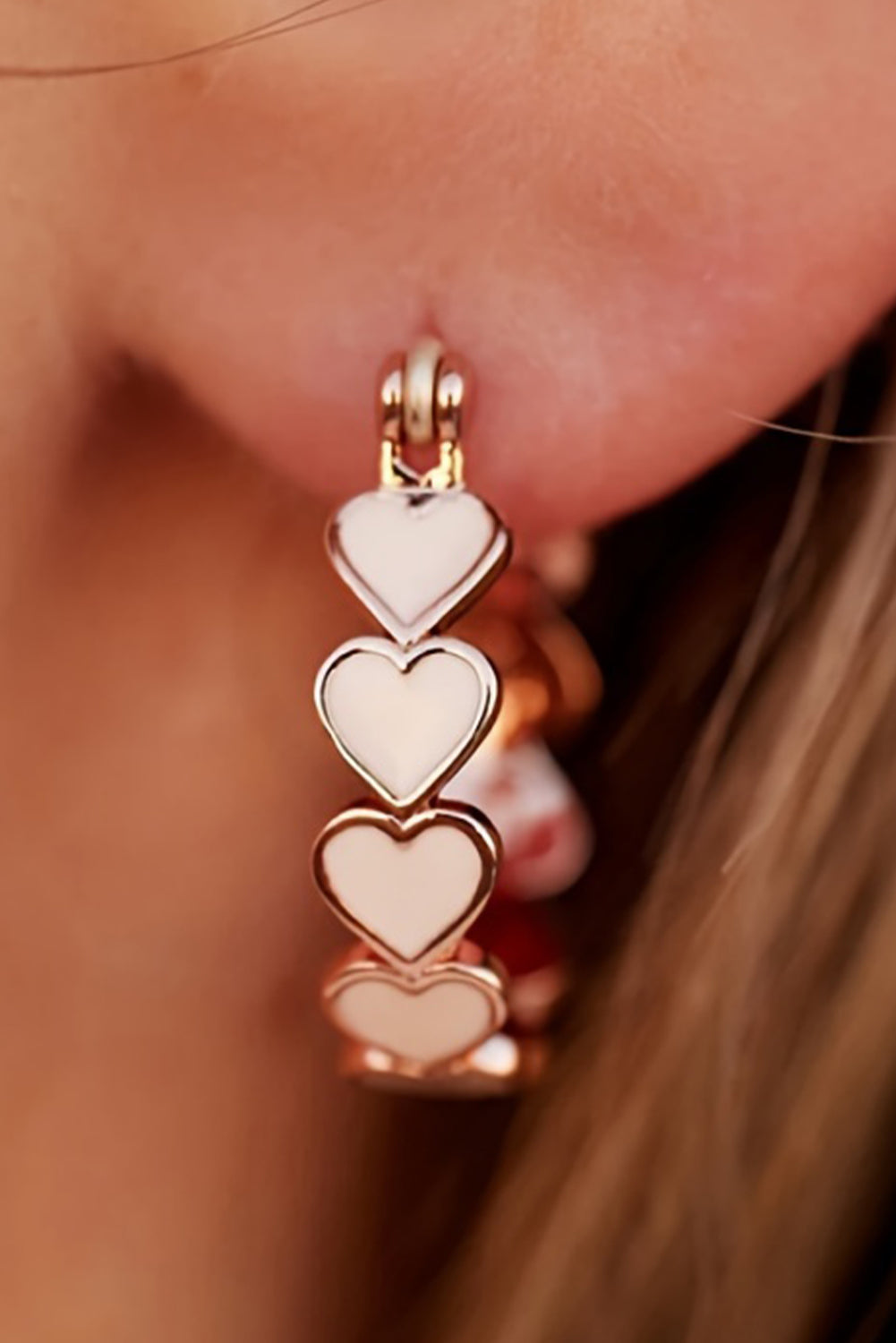 White Valentine Heart Hoop Earrings